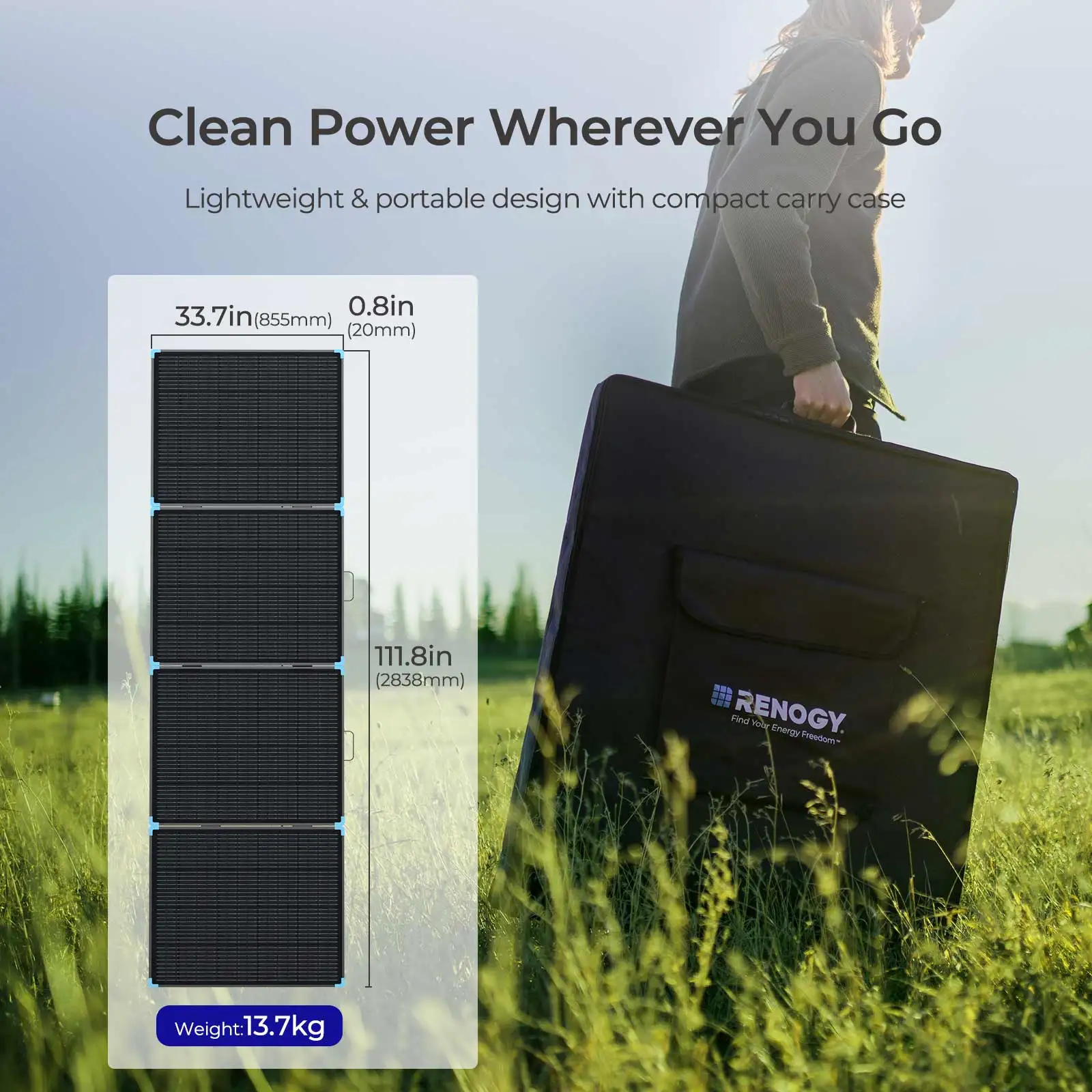 Renogy 400W Lightweight Portable Solar Suitcase, Foldable Solar Panel for Outdoor Activities, Durable & IP67 Waterproof for RV,