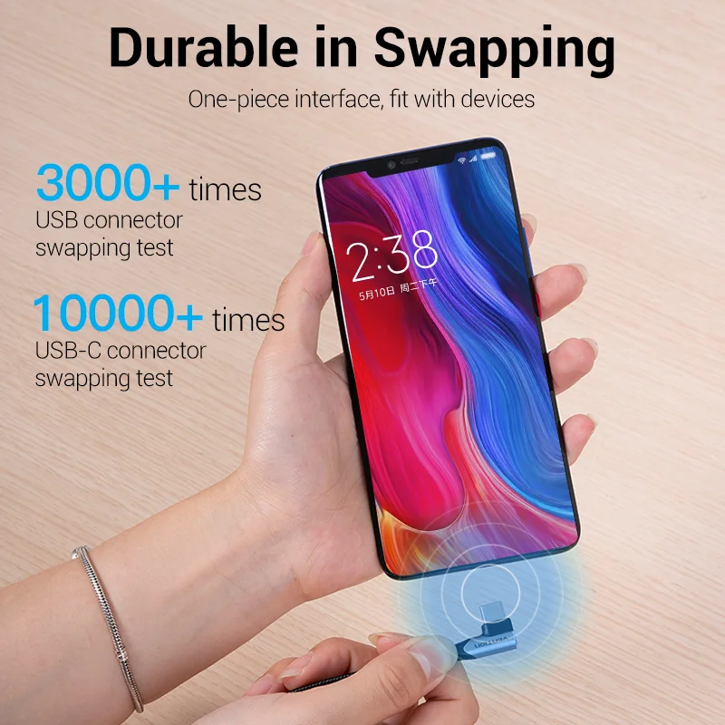 Vention USB Type C Кабель 3A 90-градусный зарядный кабель для быстрой зарядки игры для Samsung S10 Xiaomi mi9 10 pro Телефон USB C Кабели Шнур