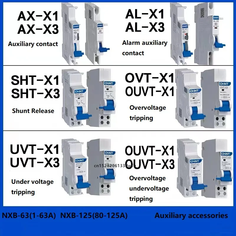 CHINT NXB-63 NXB-125 Under Vottage Release OVT-X1 AX-X1 AL-X1 Alarm Auxiliary Contact SHT-X1 SHT-X3 Shunt Release Accessories