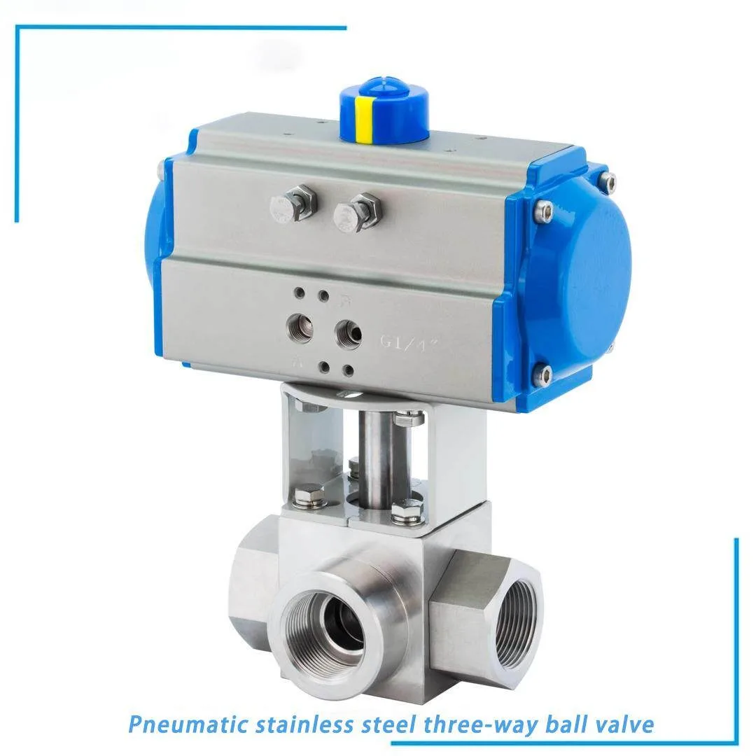 DN8/DN10/DN15 32Mpa 300bar High Pressure Ball valve 3 Way Stainless steel SS304 Pneumatic Ball Valve 1/4 3/8 1/2 T L Type