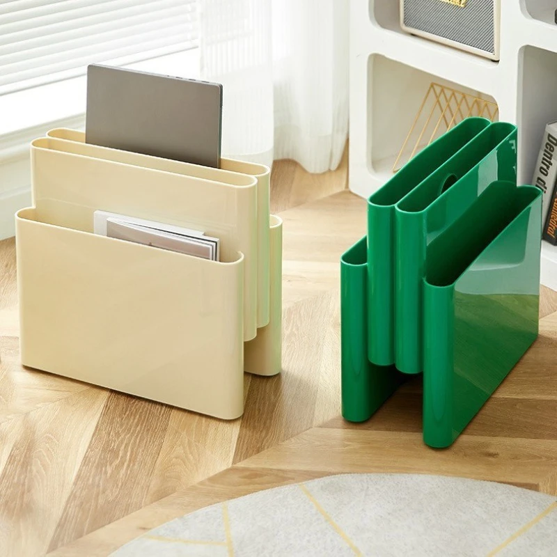 

Floor-mounted book storage rack, multi-grid desktop finishing, small bookshelf, decorative and newspapers