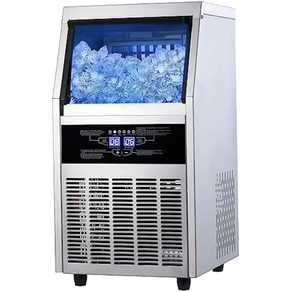 

Zomagas Ice Maker, Commercial Ice Maker Machine 120-130LBS/24H with 28LBS Storage Bin, Freestanding/Under Counter