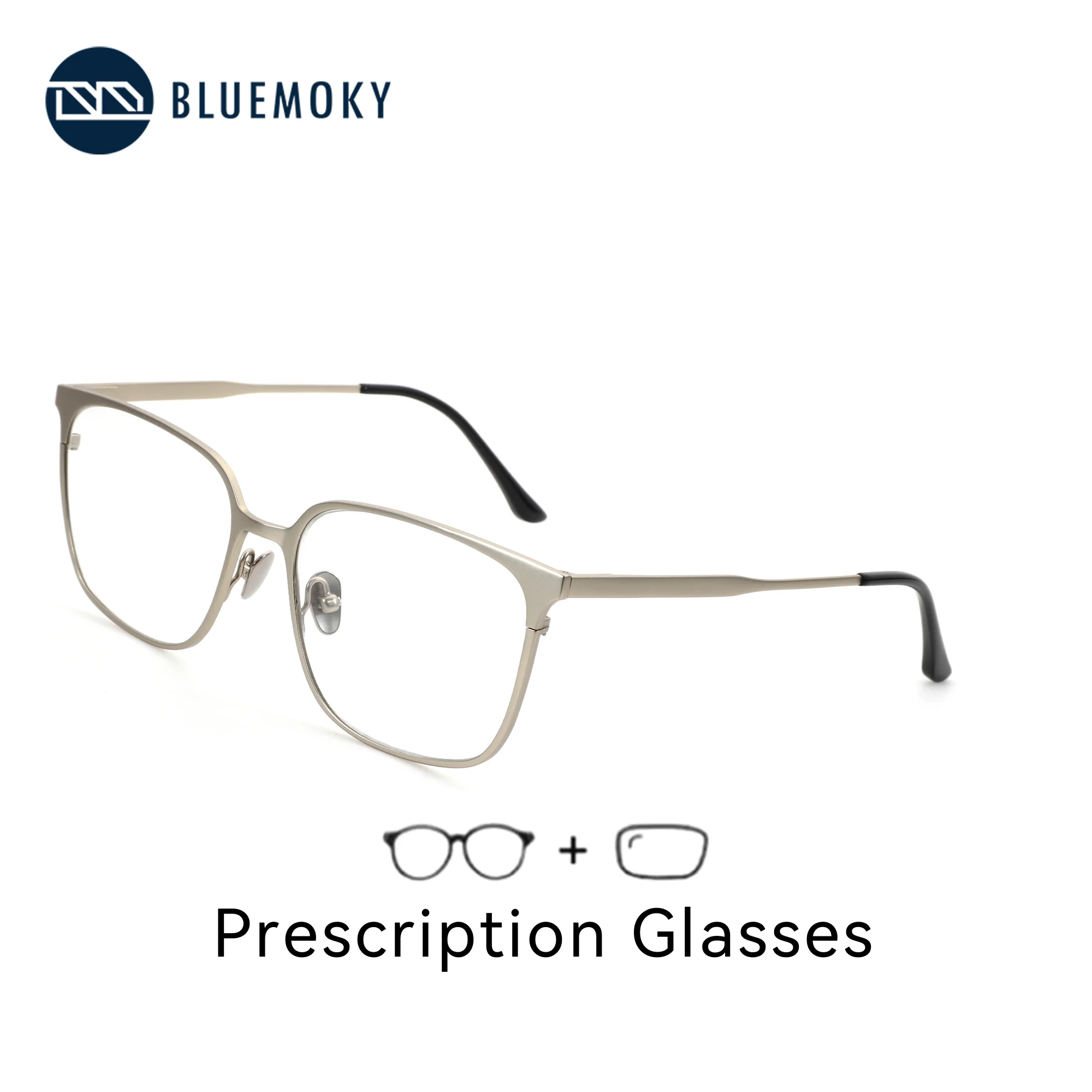 

BLUEMOKY Hight Quality Metal Square Prescription Glasses For Men Myopia Optical Lenses With Recipe Progressive Lenses