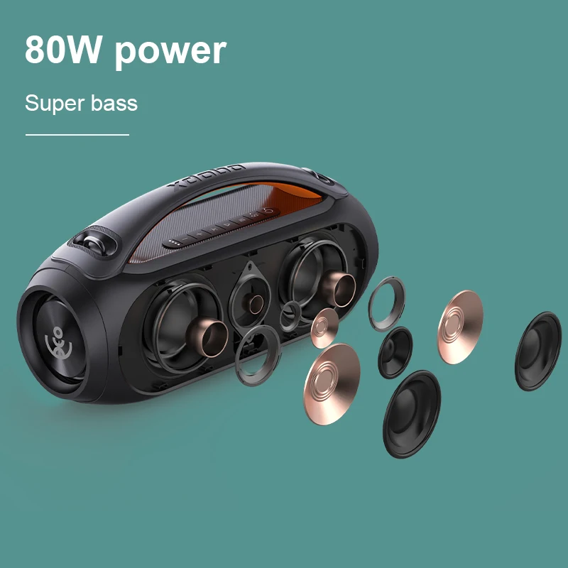 XDOBO VIBE PLUS كاريوكي 80 واط سمّاعات بلوتوث محمولة TWS RGB أضواء مضخم صوت لاسلكي دعم راديو FM التخييم في الهواء الطلق الصوت