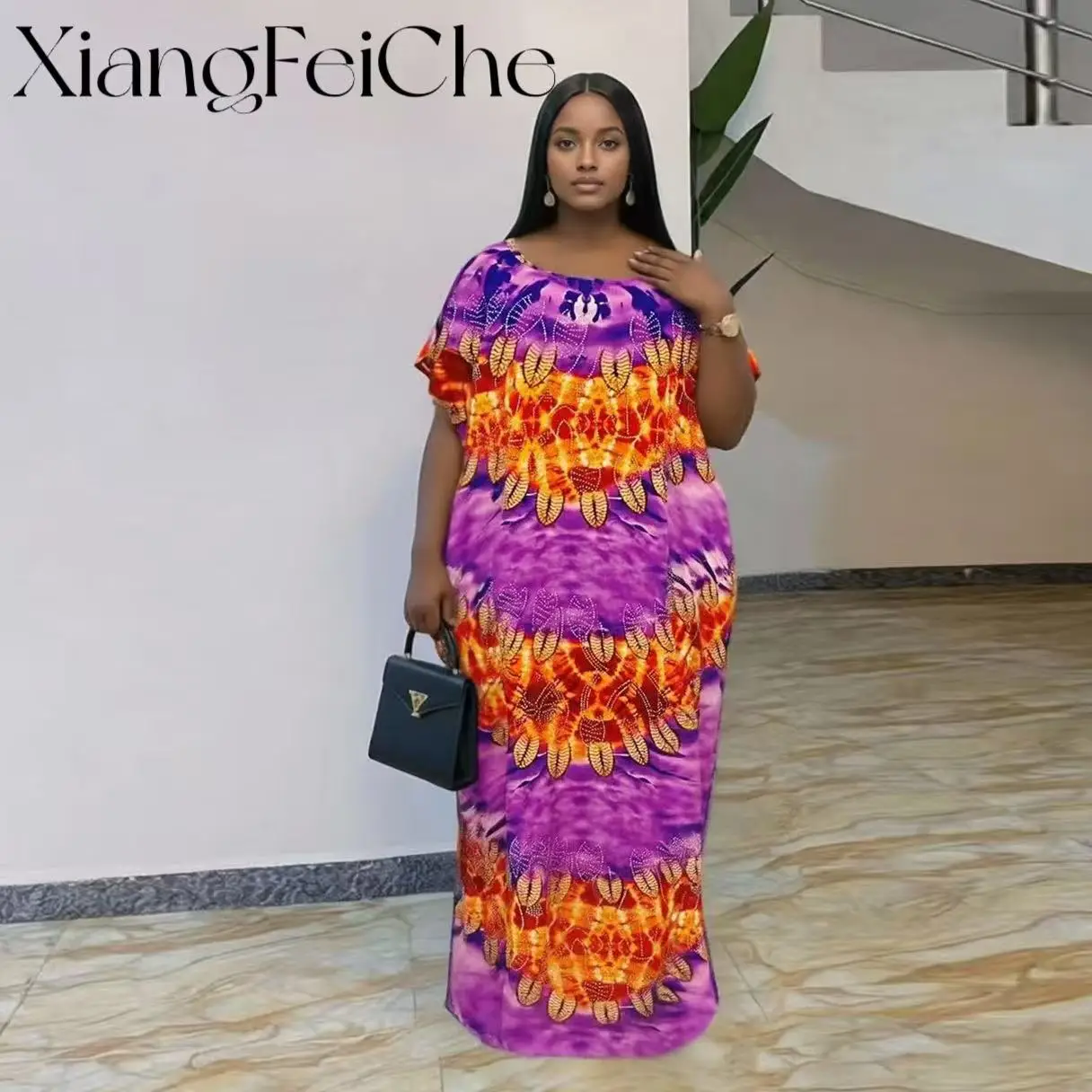 

2026 Новая мода, летнее удобное дышащее платье с бриллиантами из этнической ткани, большой шарф, африканское женское свободное хлопковое платье с принтом