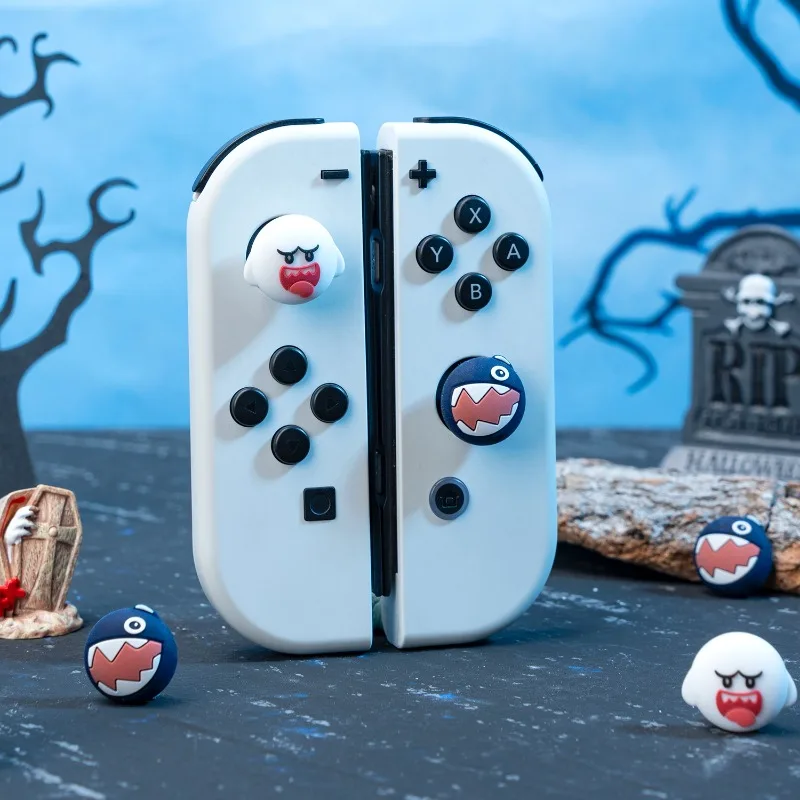 4pcs Super Mario Cartoon Chain Chomp Boo Switch Thumb Grip Nintendo Switch Ns Oled Lite Joy Con Cover Game Console Accessories