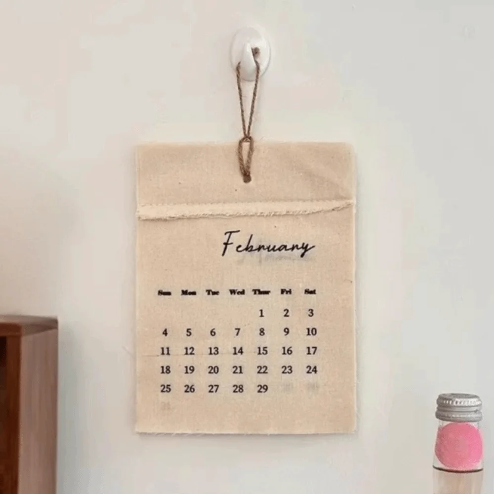 12-Month 2026 Fabric Wall Calendar Eco-Friendly Creative Reusable Textile Planner Ornaments Photos Props Wall Hanging Decor