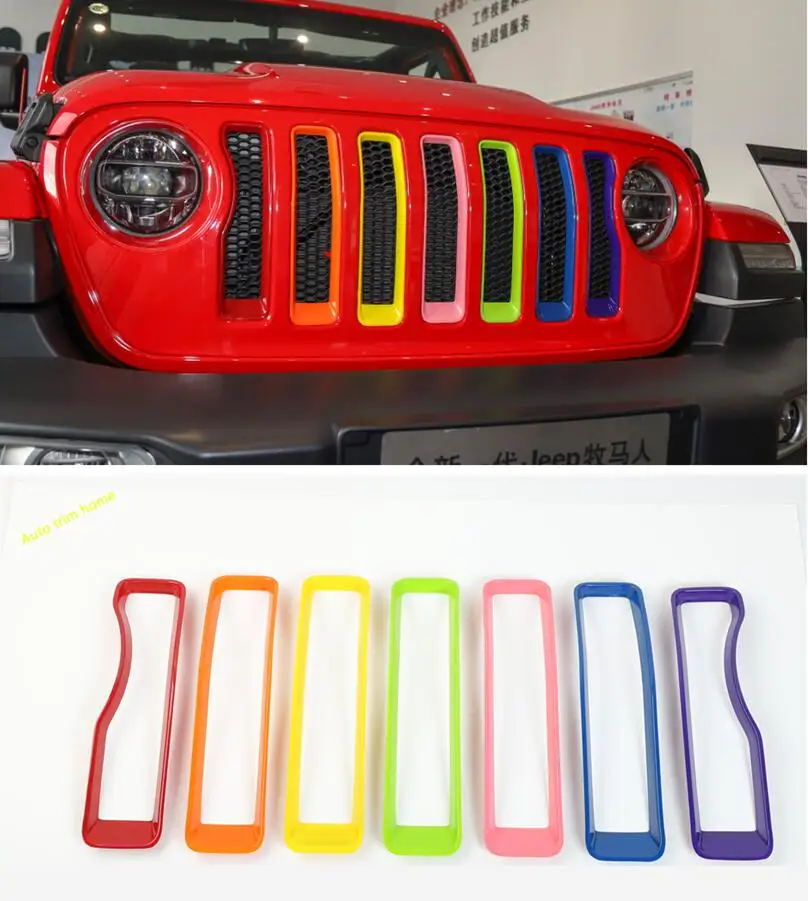 

Lapetus Front Face Mesh Grille Grill Ring Cover Trim Fit For Jeep Wrangler JL 2018 - 2020 ABS Auto Accessories