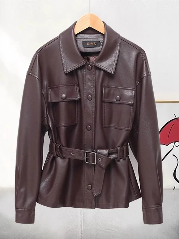 本革ジャケット レディース 2025年春新作 スレハイフェン シープスキン バイクコート スエード 洗えるアウターウェア