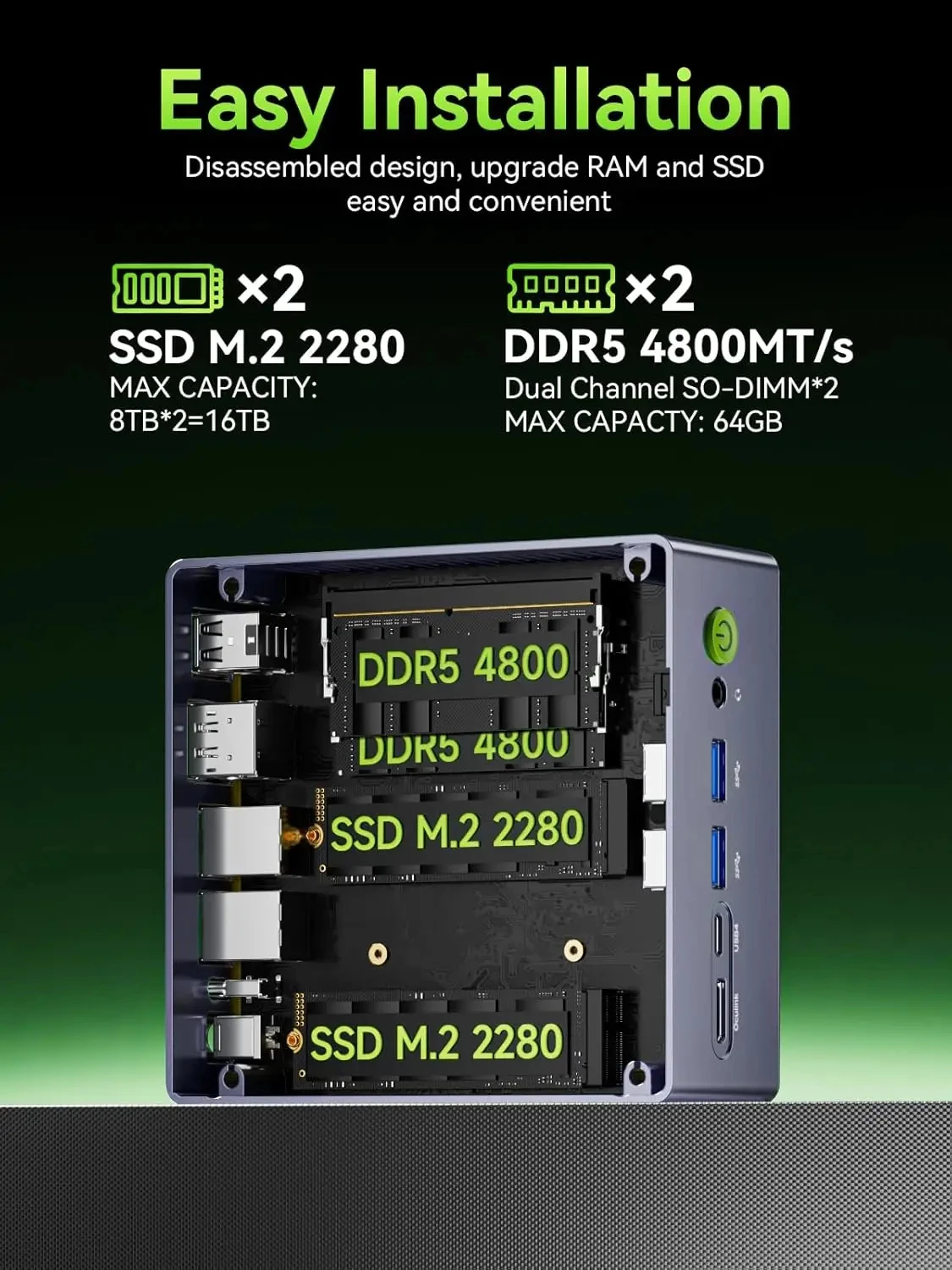 كمبيوتر ألعاب GMKtec NucBox M7 Ultra Mini AMD Ryzen 7 PRO 6850U Windows 11 Pro DDR5 32GB 1TB SSD WFi6 BT5.2 RJ45*2 2.5G LAN #3