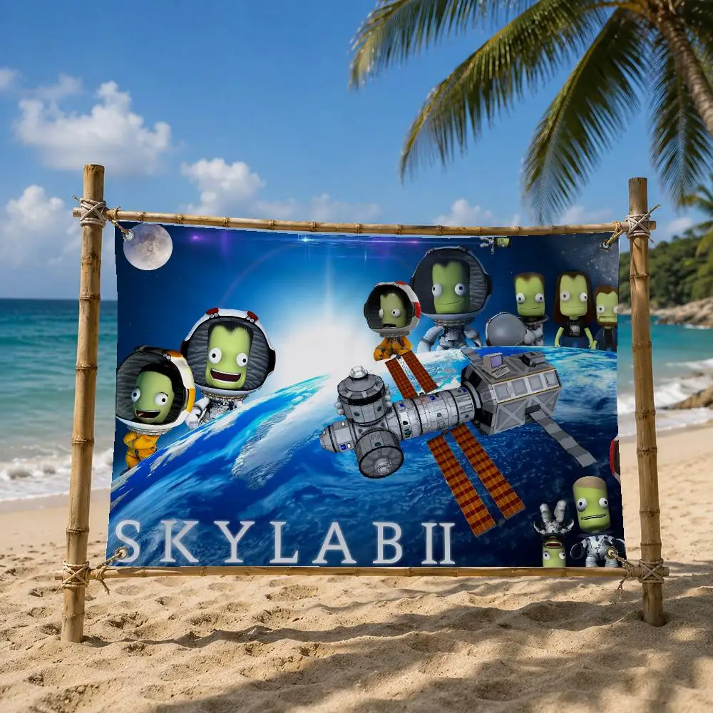 Kerbal Space Program NASA Flags Room Bedroom Home Outdoor Wall Hanging Concert Printed Background Decoration Art Banne