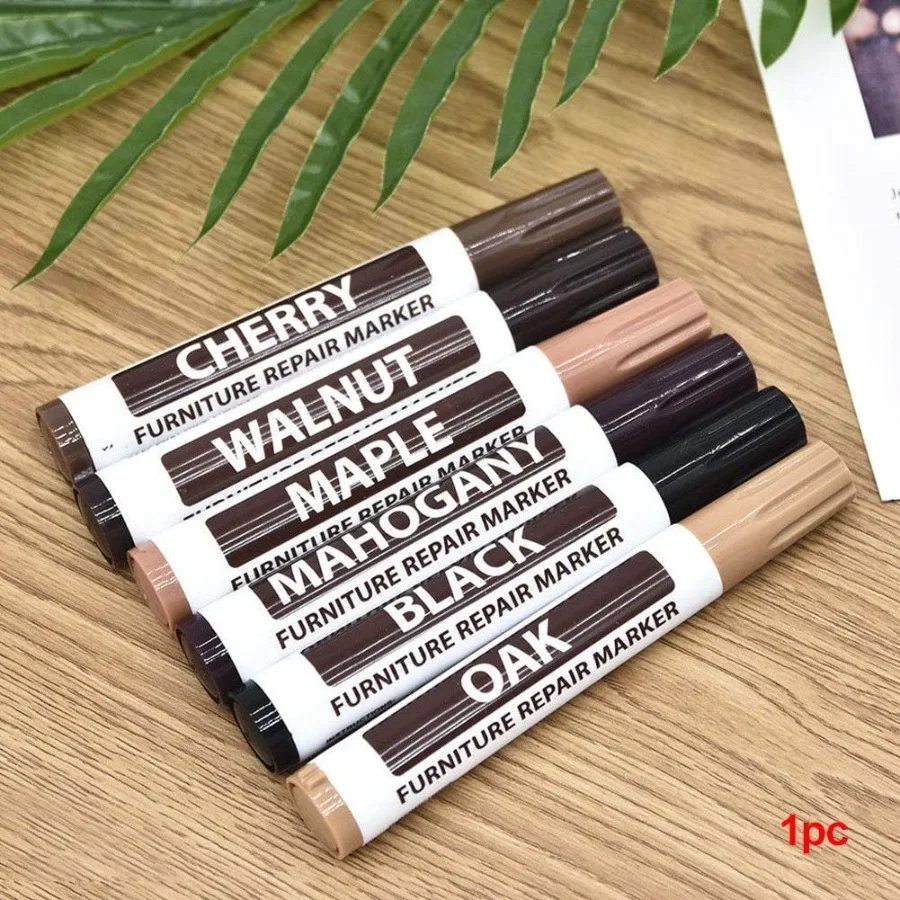 قلم تحديد إصلاح الخشب من SYCOOVEN لطاولات الأرضيات - طلاء بسيط يعمل باللمس للبقع والنجارين باللون الأسود - I