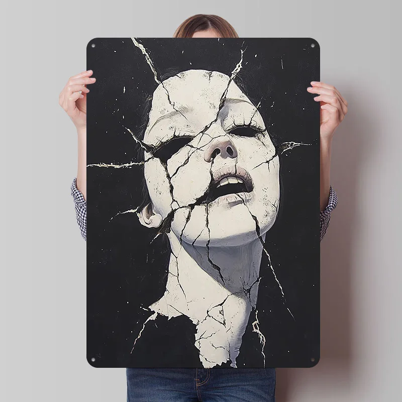 Fractured Elegy Printing Poster Customized Retro Wall Art Vintage Metal Signs for Room Gaming Decoration Garage Bathroom Decor