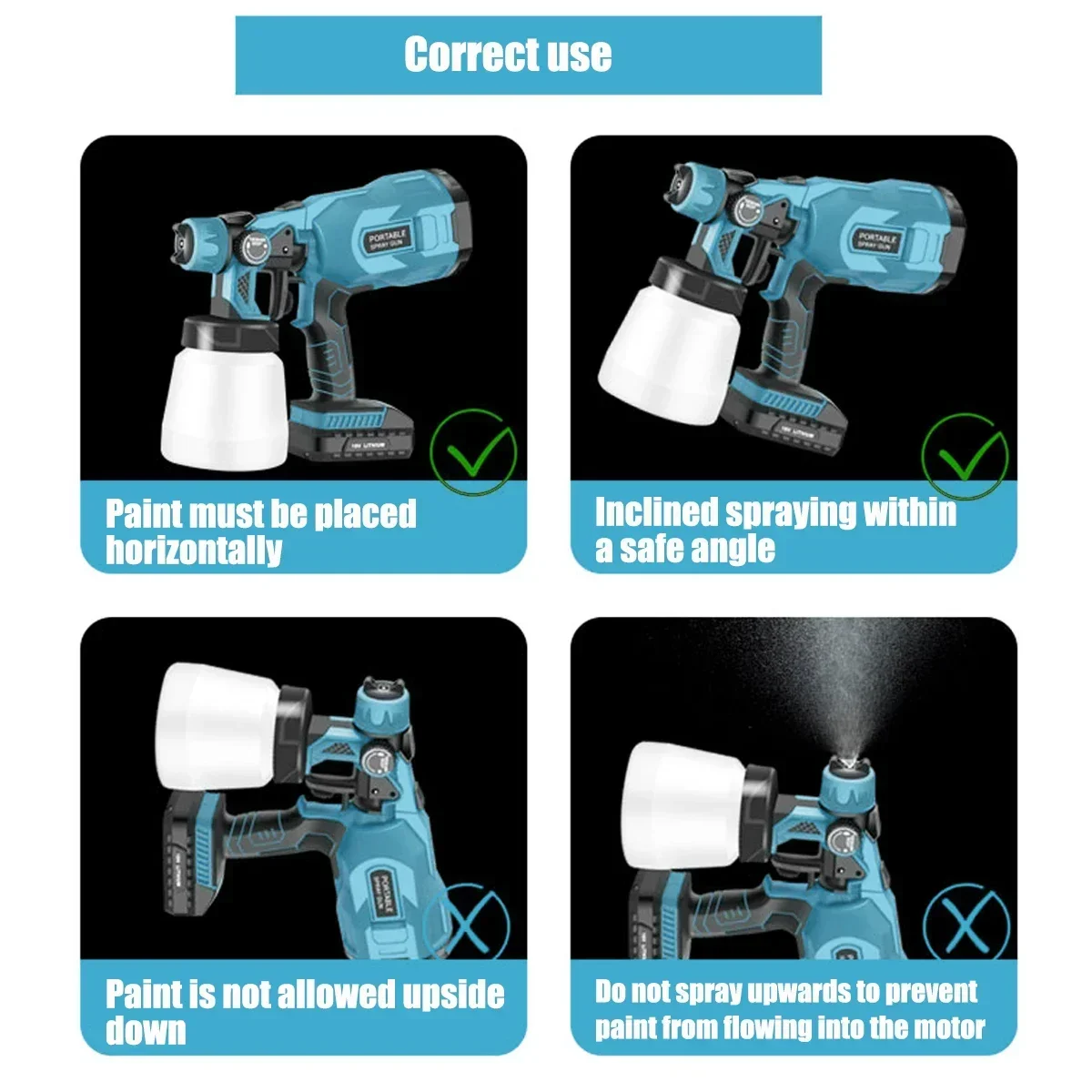 1000ml Blue Cordless Electric Spray Gun Household Disinfection Sterilization Portable Paint Sprayer For Makita 18V Battery