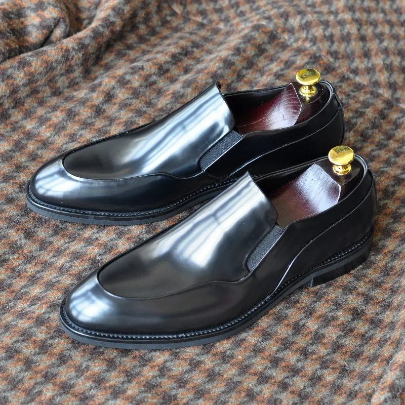 Designer Trendy Business Style Genuine Leather Slip on Loafers Men's Dress Leather Shoes Male British Style Office Wedding Shoes