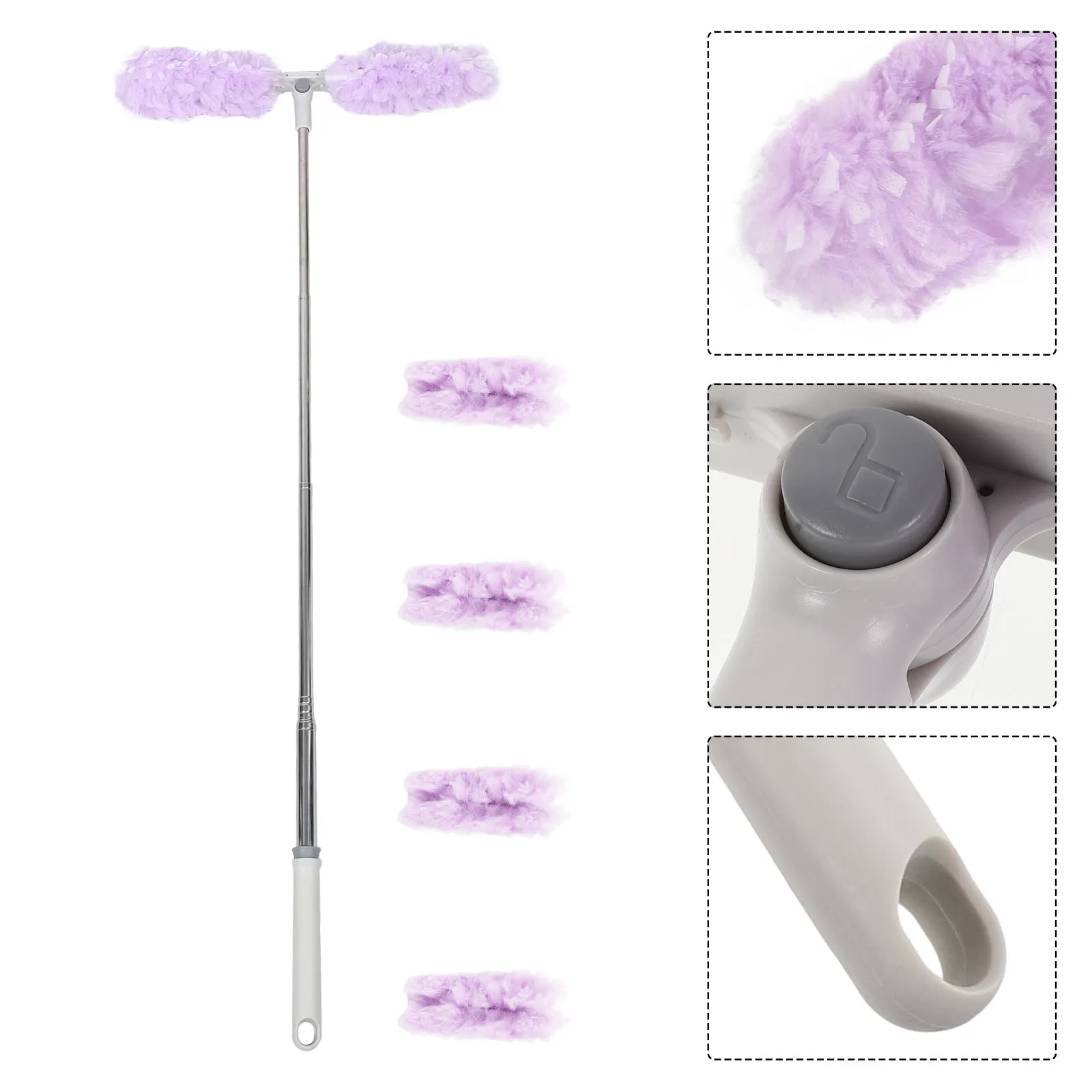 Telescopic Ceiling Cleaner Extension Rod 14.3-73Inch Electrostatic Dust Duster Tool for High Fans Vents Furniture Corners