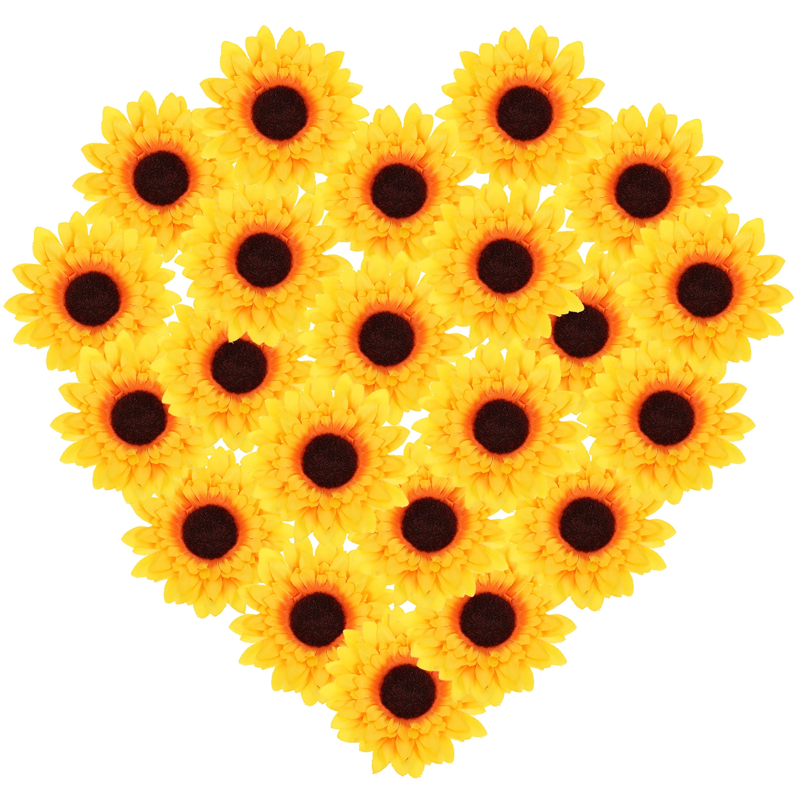 

20pcs Artificial Sunflower Heads Plastic Flowers for Craft Decor Realistic Design Long Lasting Xmas Garland Ornaments Wedding