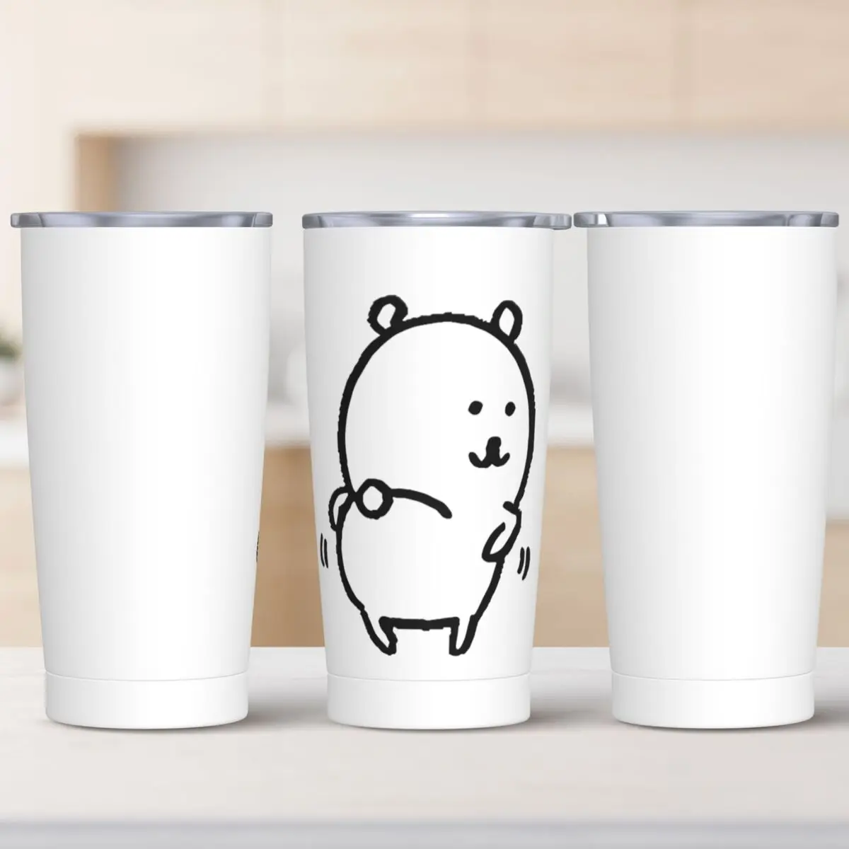 

Joke Bear Stainless Steel Tumbler Camping Thermal Cups With Straws and Lid 20oz Car Mugs Cold Drink Water Bottle