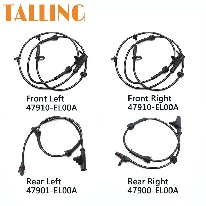 

Front Rear Left Right ABS Sensor Wheel Speed for 2007-2012 Nissan Tiida C11 Versa 1.6L 1.8L 47900-EL00A 47901-EL00A 47910-EL00A