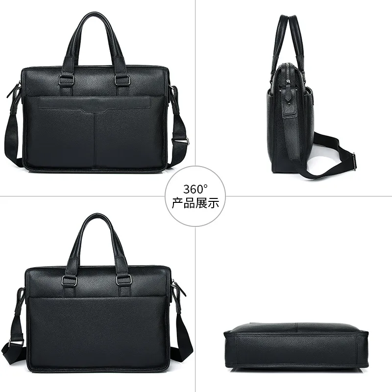 2025 New Handbag Top Layer Cowhide 15inch Laptop Messenger Luxury Man Bag Leather Business Large Capacity Men's Briefcase