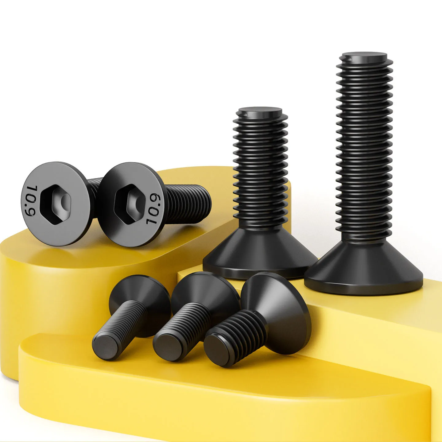 M2 M2.5 M3 M4 M5 M6 M8 M10 M12 M16 M20 Black Grade10.9 Steel Countersunk Hex Socket Screw Flat Head Hexagon Socket Screw Bolt