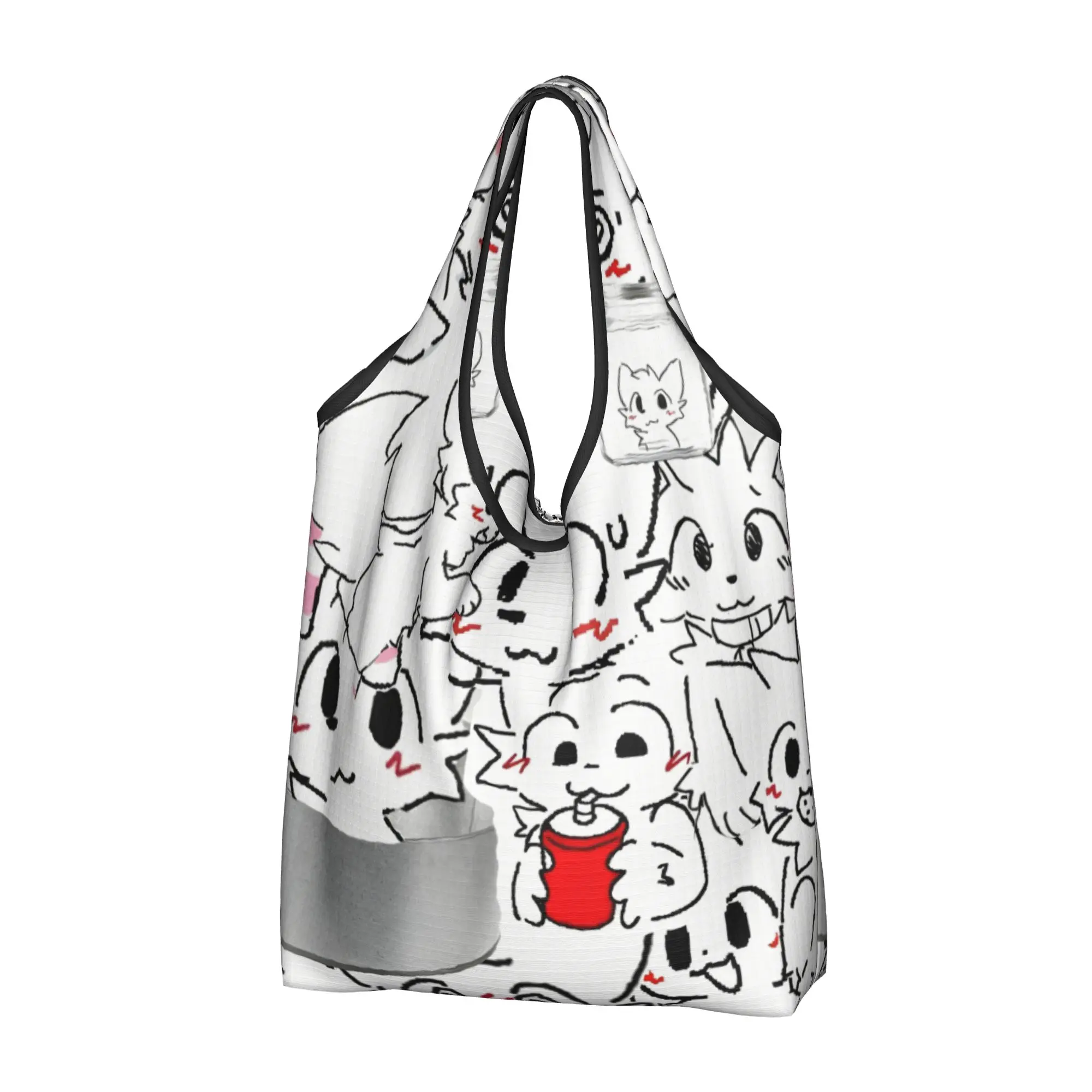 Boykisser Silly Cat Groceries Shopping Bag Cute Shopper Tote Shoulder Bags Large Capacity Portable Japan Handbag