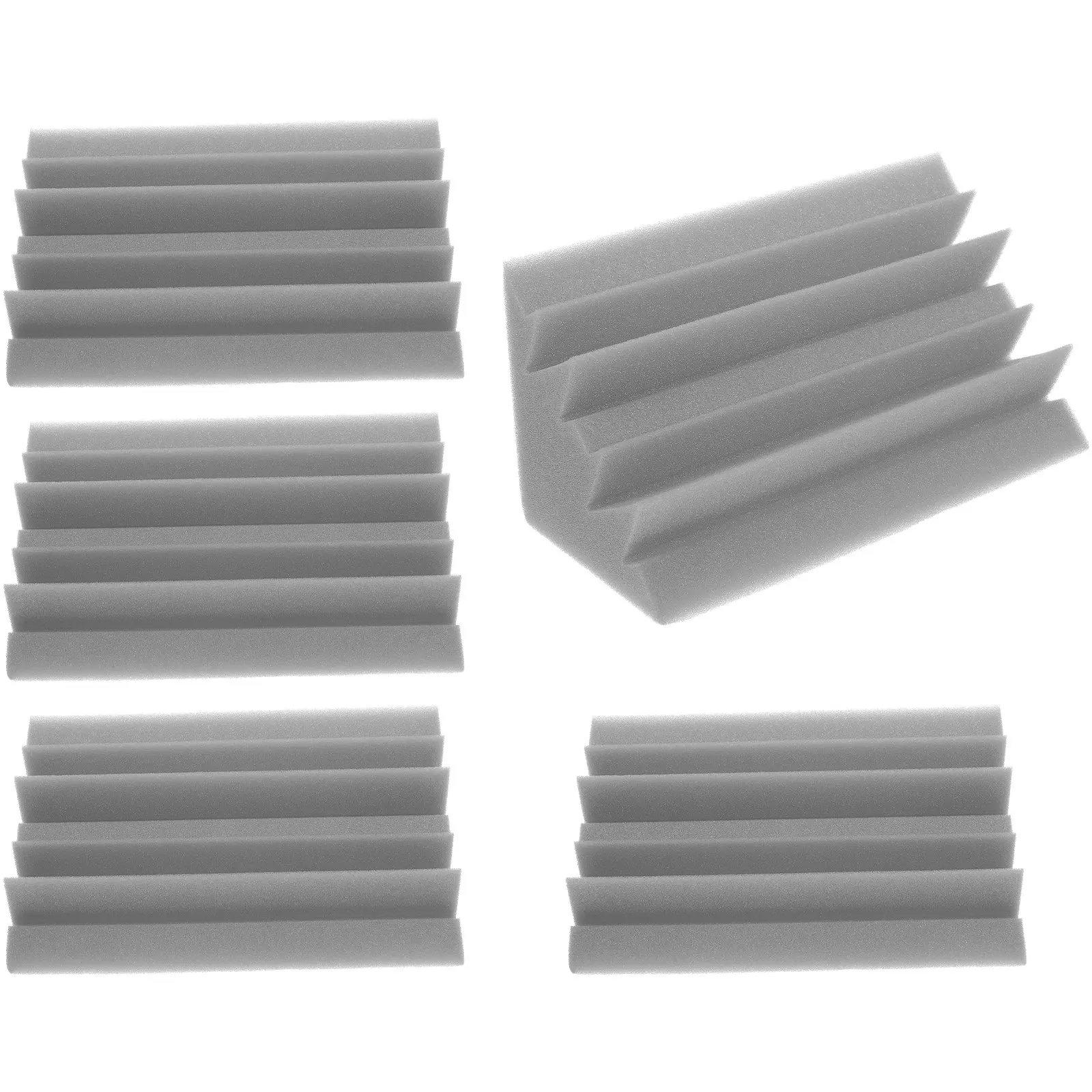 5 Pezzi Trappole per Bassi, Pannelli Fonoassorbenti in Schiuma Acustica per Angoli, Grigio, Isolamento Acustico