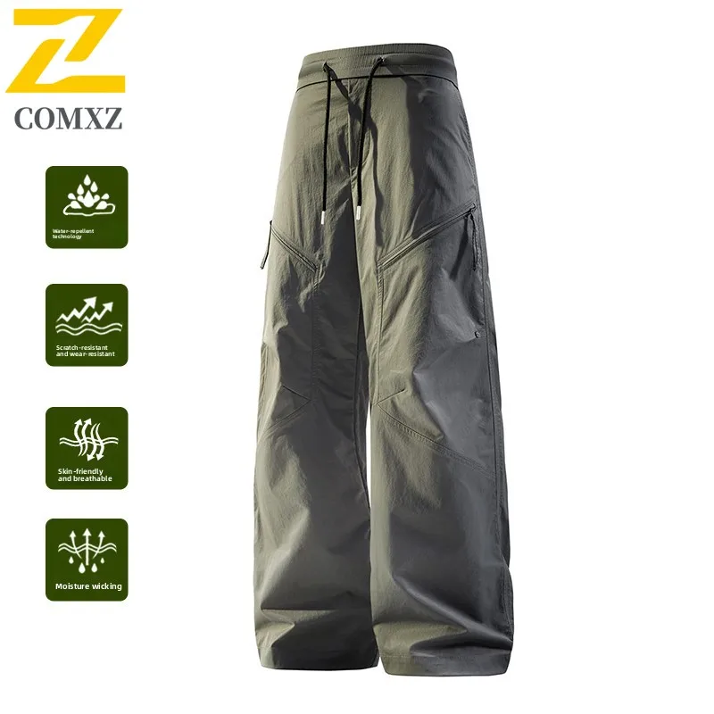 

Light Luxury Cargo Pants 2025 New Autumn Male Retro Hiking Drawstring Waist Breathable Pants Cycling Camping Streetwear Trousers
