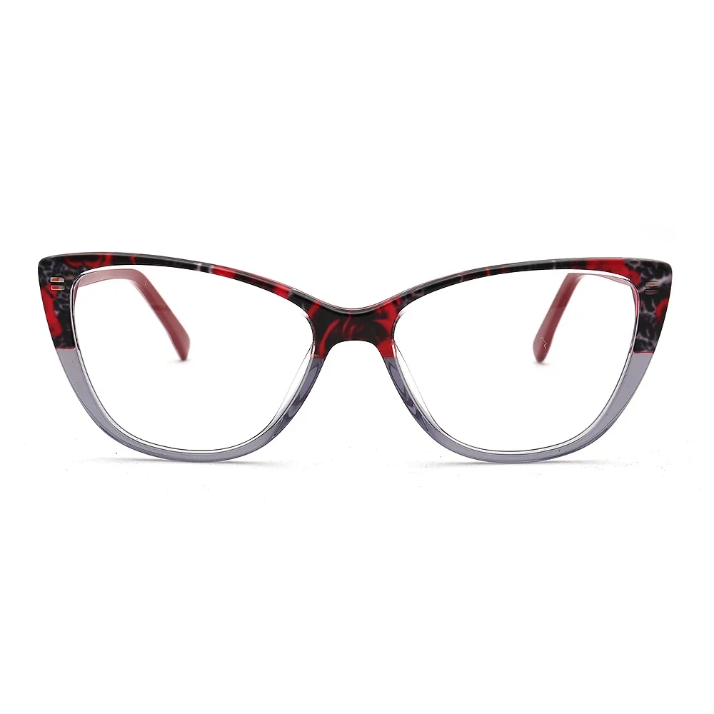 Women Cat Eye Glasses Frames for Women Fashion Vintage Light Glasses Frames Multicolor Retro Acetate Red Grey Glasses Frames Rx