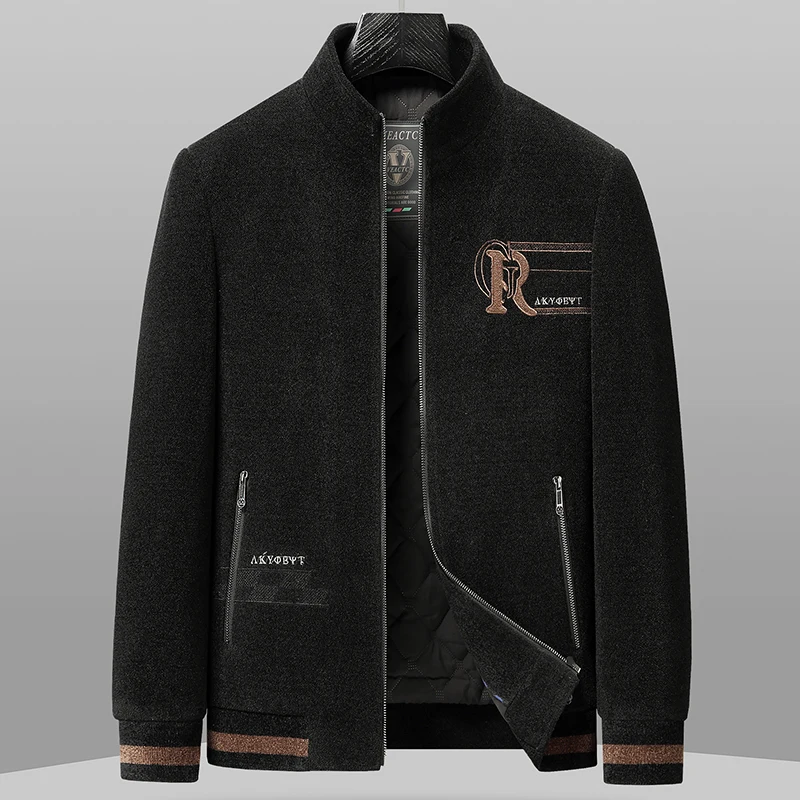 

Trend Stand Collar Short Woolen Jacket for Men Winter Thickened Velvet Trench Coats Casual Business Overcoat Social Streetwear