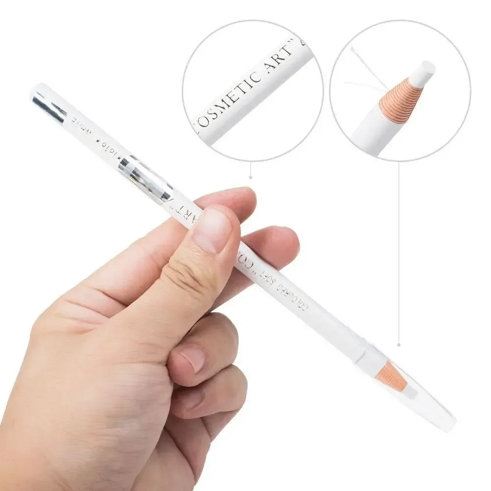 12PCS White Eyebrow Pencil Isolated Waterproof Eyebrow Pencil Waterproof Micro-Adjustable Eyeliner Eyeshadow Makeup Positioning