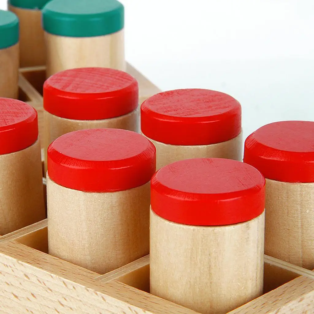 Wooden Montessori Sound Boxes - Each Box with 6 Different Sound Cylinders Filling with Different Materials