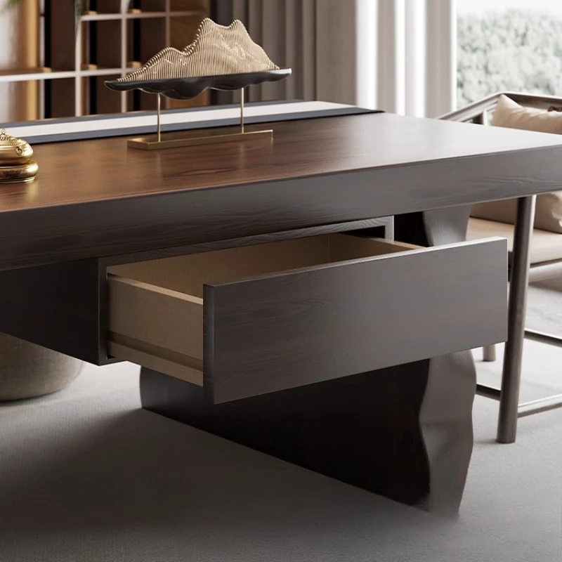 

New Chinese-style solid wood large board tea table 2025 new high-end office reception living room home