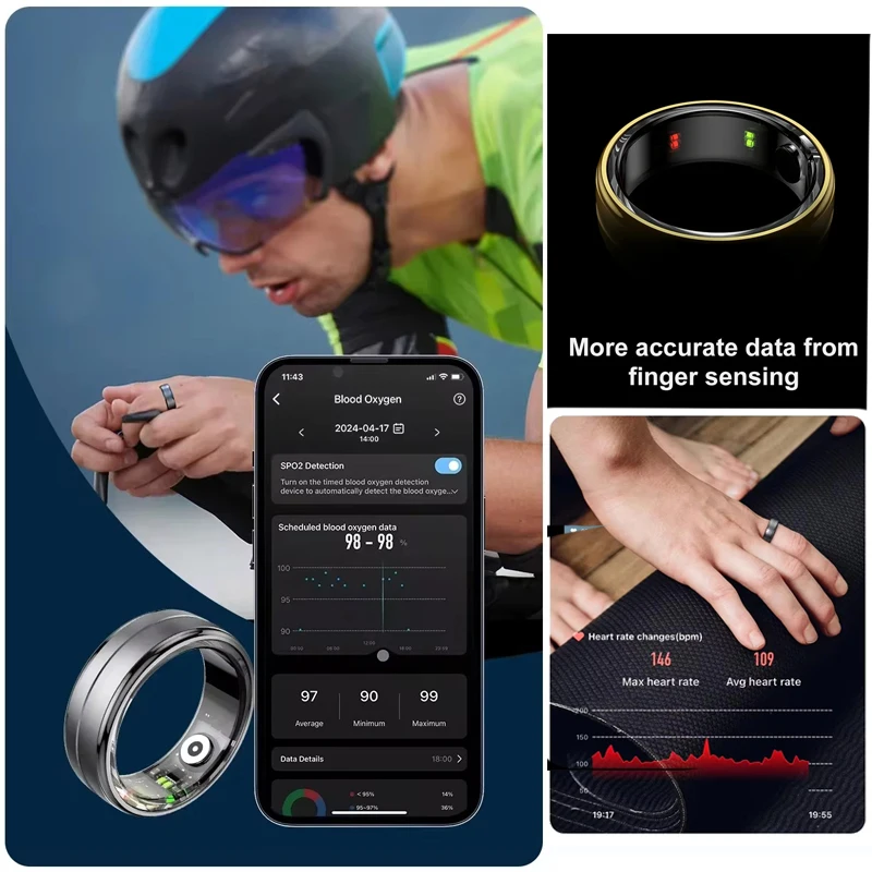 Rastreador de fitness Smart Ring para homens e mulheres, freqüência cardíaca, sangue, oxigênio, sono, monitor de saúde, esporte, smartwatch, novo, 2022