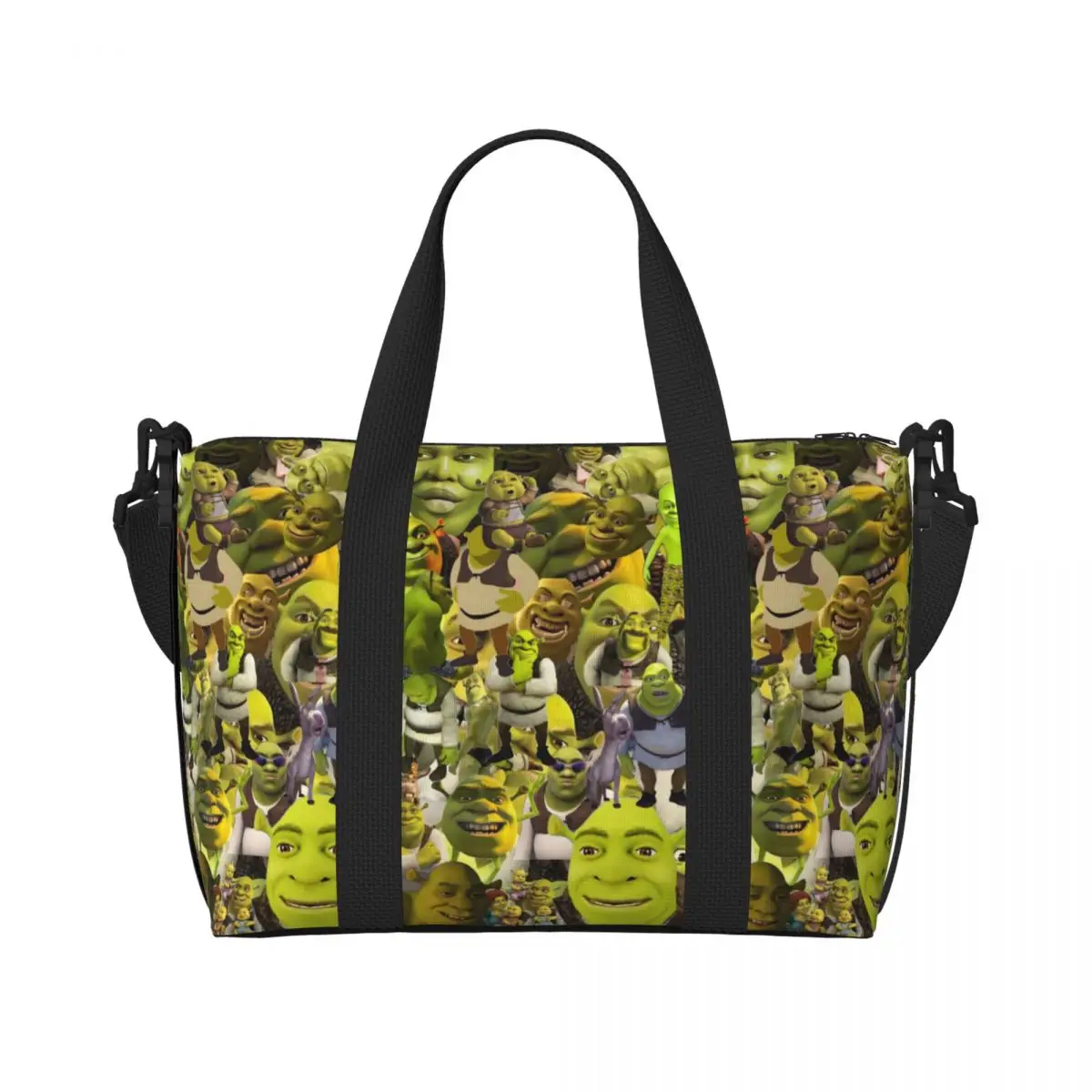 

Custom S-shreks Beach Tote Bag for Women Extra Large Gym Carry On Funny Cartoons Travel Shopping Bags