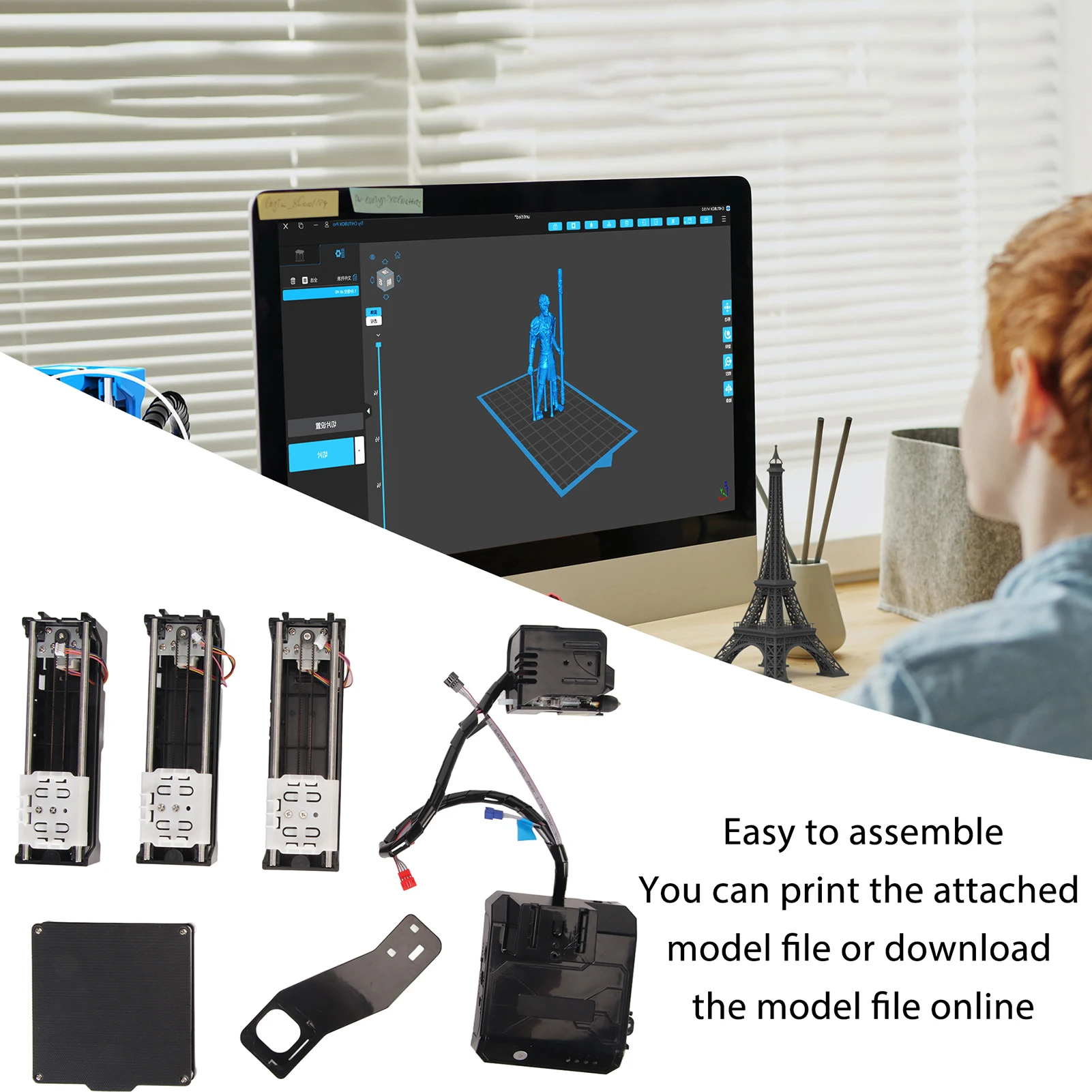 

Комплект 3D-принтера «сделай сам», мини-3D-принтер для начинающих, высокая точность печати, равномерный нагрев, объем печати 4x4x4 дюйма, мини-3D-принтер