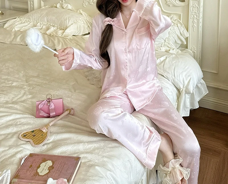 

2026 New Pajamas Women's Long-sleeved Trousers Polka Dots Cute Wind Can Be Worn Outside Loungewear