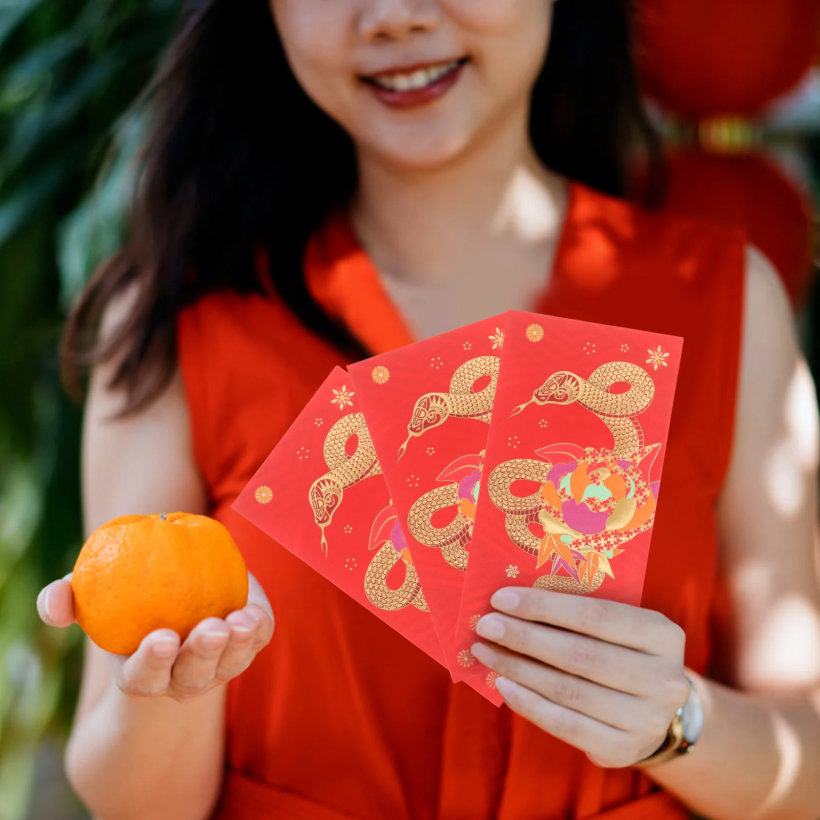 6Pcs Chinese Red Envelopes Year of The Snake Lucky Money Bags Unique Cartoon Patterns Fine Craftsmanship Vibrant Colors Secure