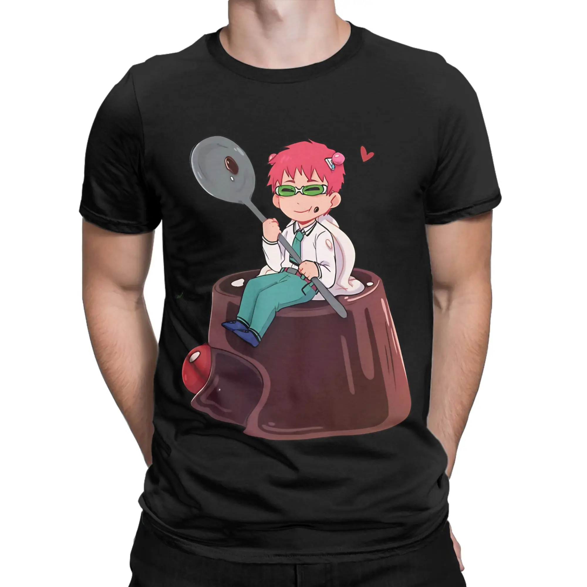 Pink Haired Manga Boy Classic Saiki Kusuo Funny Graphic 100% Cotton T-Shirt Tees Tops For Men