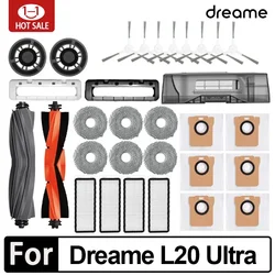 DREAME-Accessoires pour aspirateur robot L20 Ultra, brosses latérales principales en caoutchouc, vadrouille Everths HEPA Pound, sac à poussière, pièces de rechange