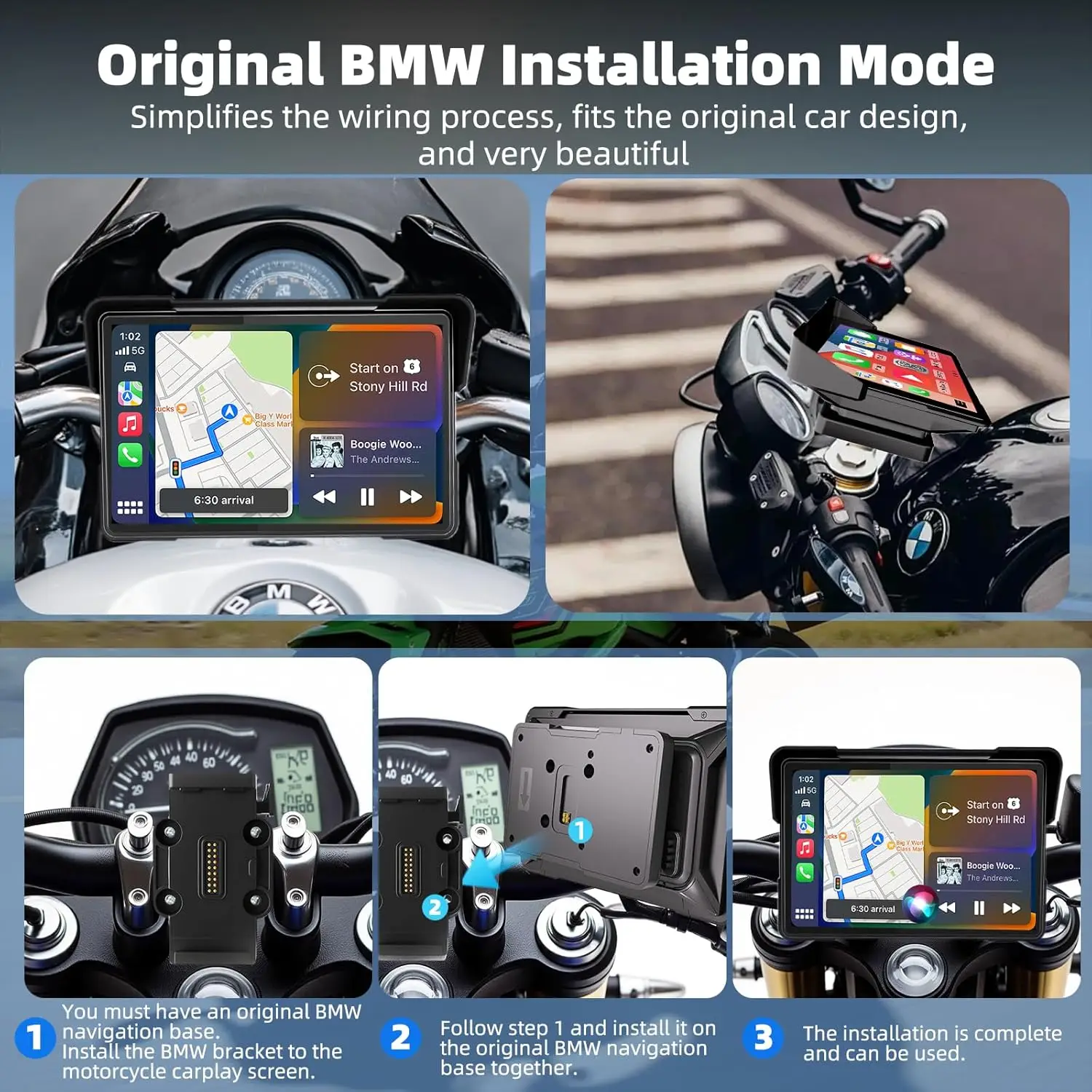 7 بوصة لسيارات BMW نظام تحديد المواقع والملاحة المحمولة للدراجات النارية الملاح اللاسلكي CarPlay أندرويد السيارات مع بلوتوث Ipx7 مقاوم للماء HD IPS #3