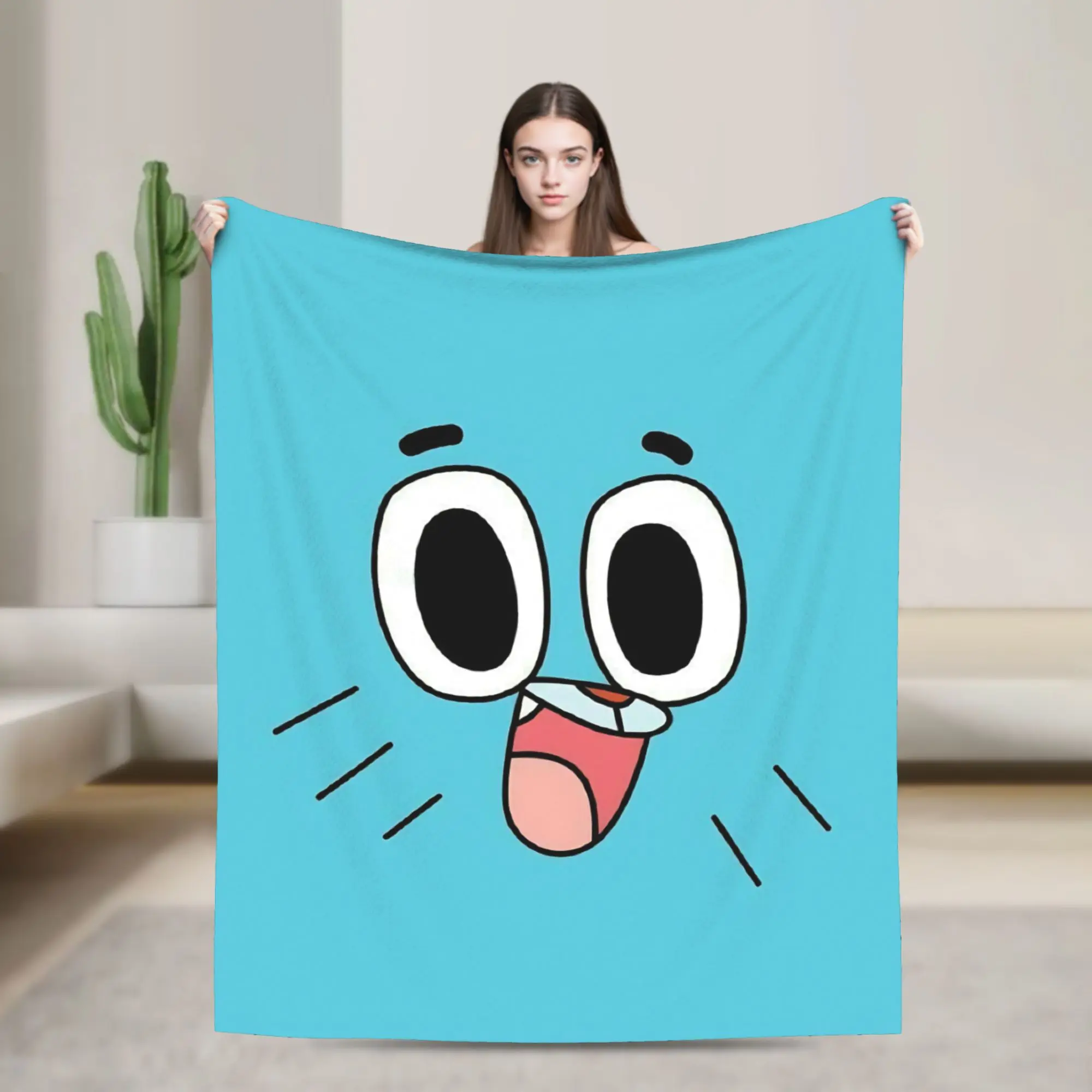 Gumballs Face Flannel Blanket Custom Throw Blankets for Bed Sofa Couch 150*125cm Plush Thin Quilt,