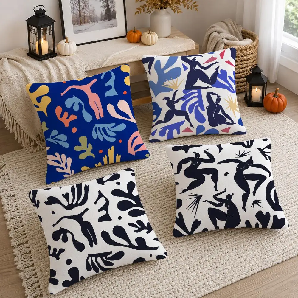 Matisse Cut-Outs Pattern Cushion Cover Soft Fluffy Short Plush Throw Decorative Cushion Covers for Sofa Bedroom Home Decor