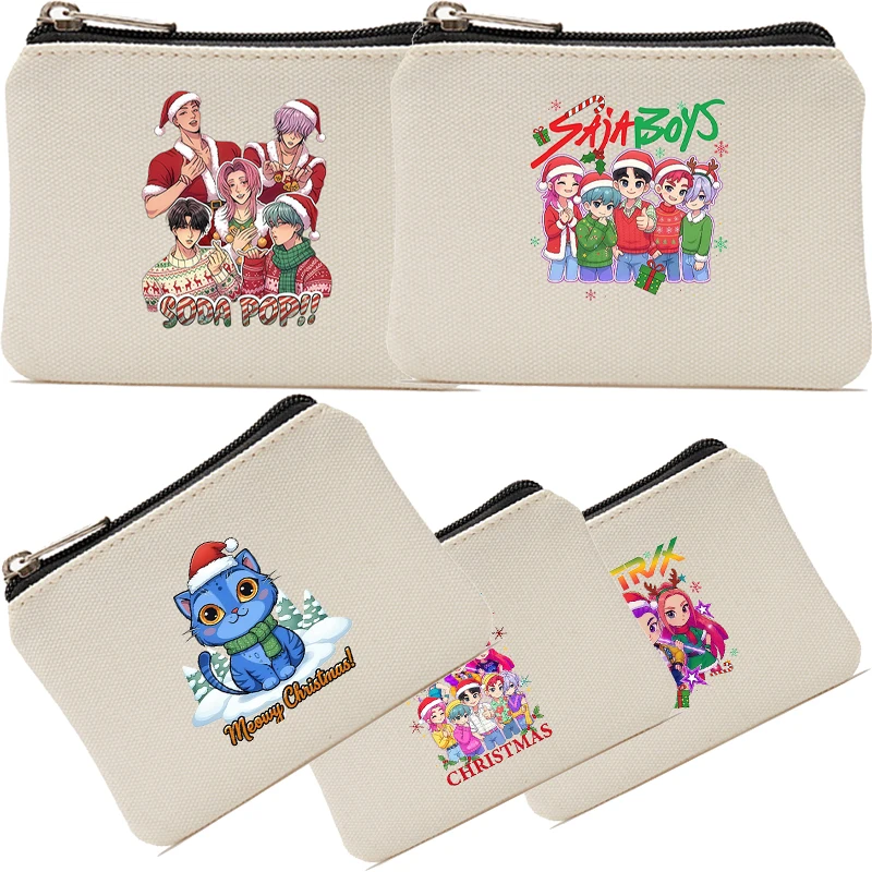 

Merry Christmas Anime Cartoon Mira Zoey Hot Characters Coin Purse Pocket Small Bag Card Storage Holder Pouch XMAS Party Gifts