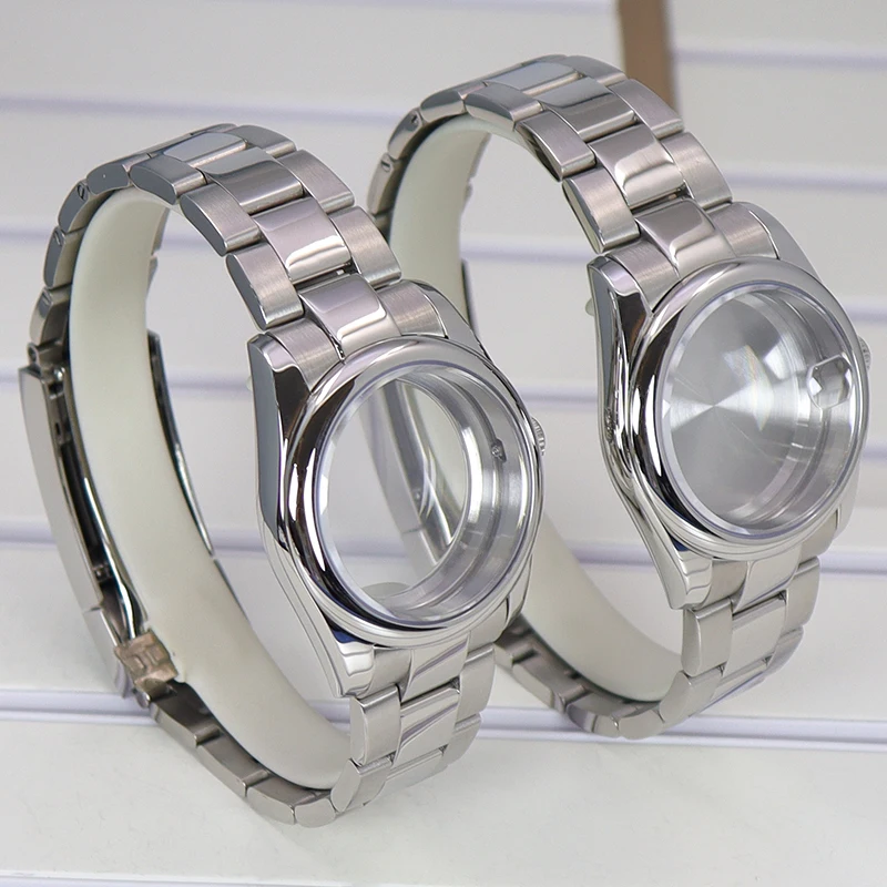 Boîtier de montre en acier inoxydable, bracelets saphir, pièces en verre, cadran Huster, mouvement 8215, SeATM, NH35, NH36, ATA Yota 28.5, 36mm, 40mm