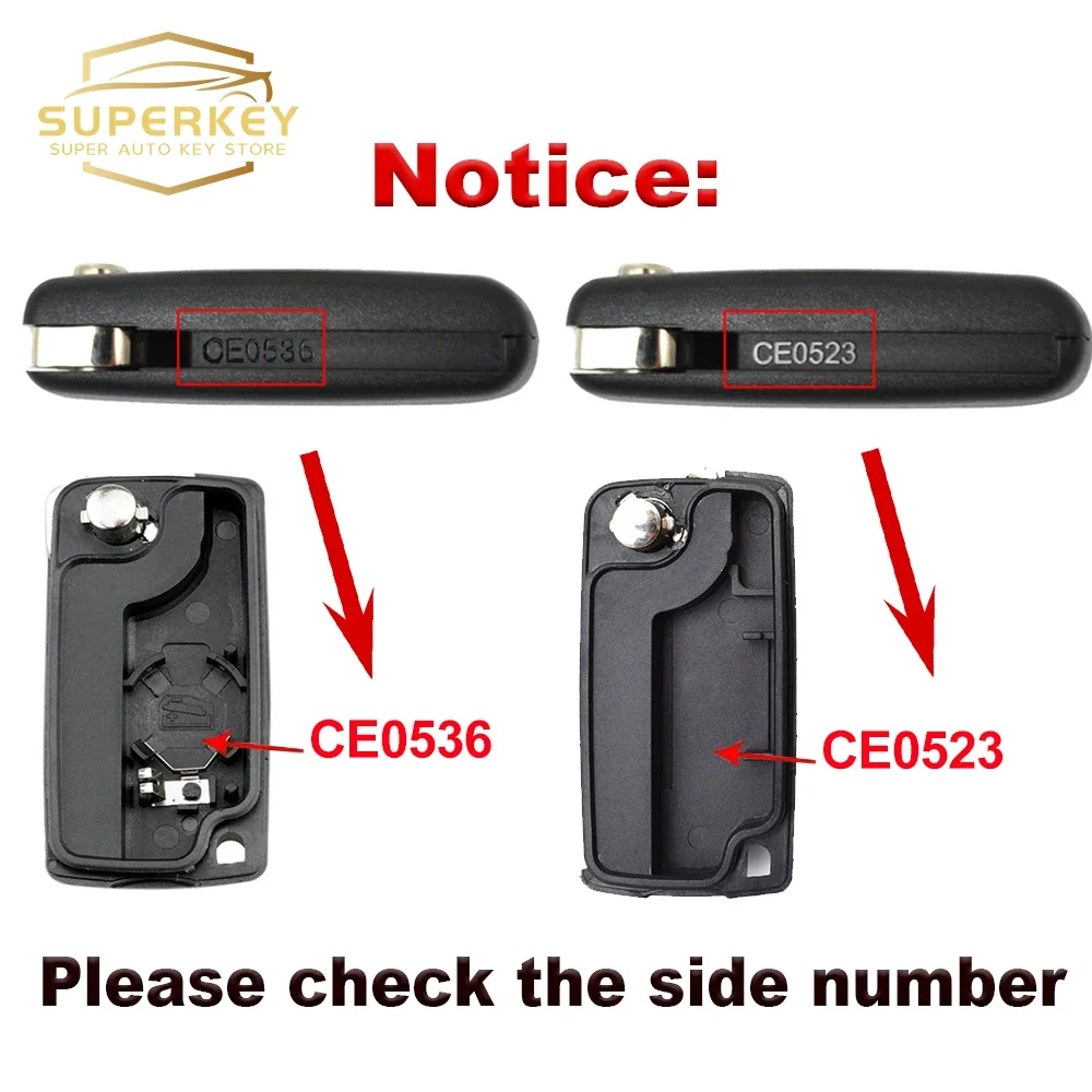 SUPERKEY Modified Remote Car Key Shell Flip  Case For Peugeot 207 307 308 407 607 For Citroen C2 C3 C4 C5 Berlingo HU83 VA2