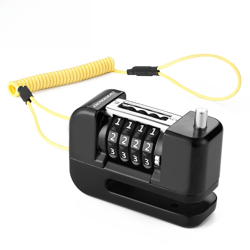 

BG-1252 4-Digit Combination Disc Brake Lock Anti-Theft Alloy Lock with Reminder Cable for E-Bike Motorcycle