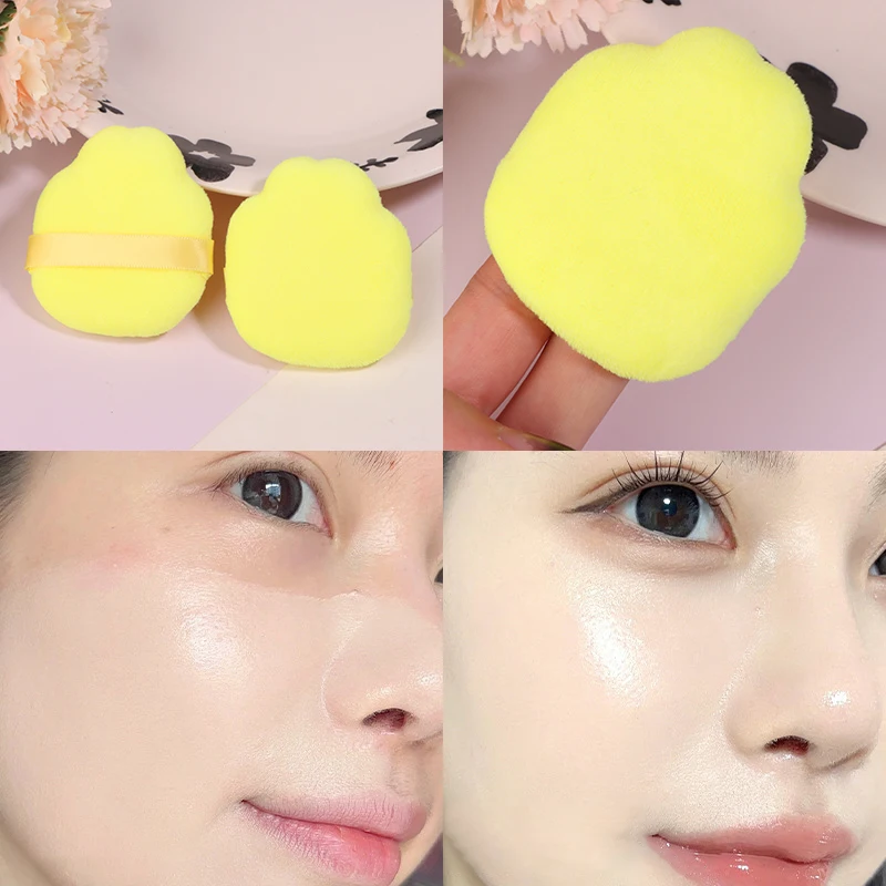 1/2Pcs Bear Shape แป้งพัฟนุ่มแต่งหน้าฟองน้ําสําหรับ Face Make Up Eyes Contouring SHADOW เครื่องสําอางค์ล้างทําความสะอาดได้ MINI กํามะหยี่พัฟ