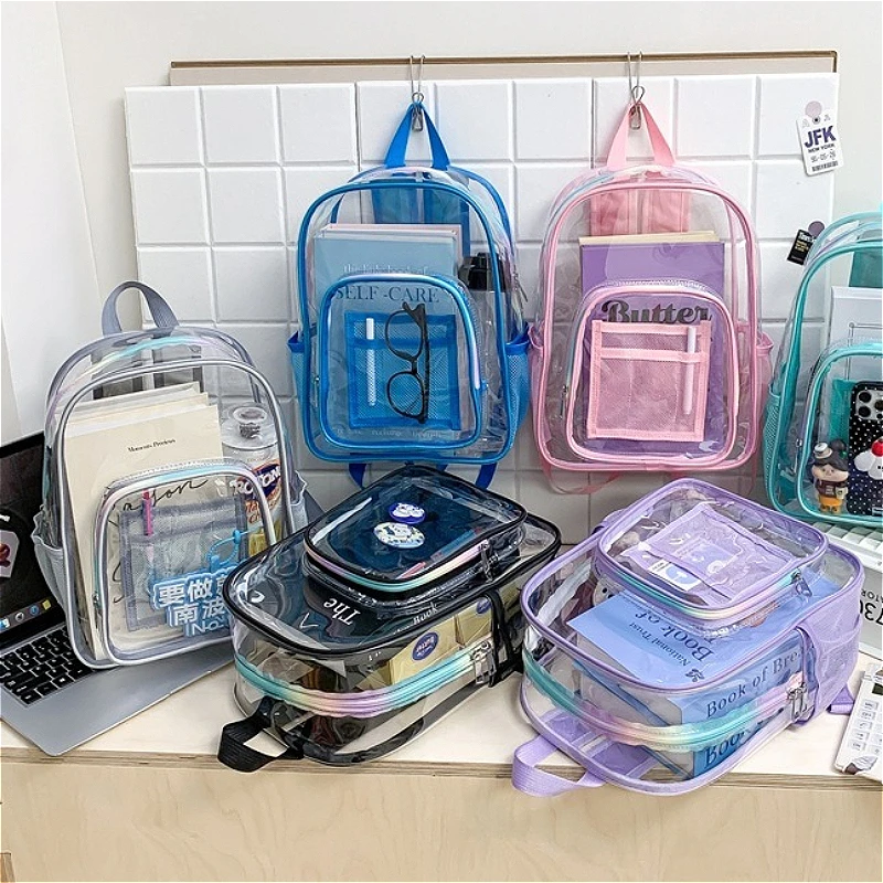 Backpack Waterproof Transparent School Bag Girl Small Backpack Solid Clear Backpack Men Fashion Transparent Plastic Bag