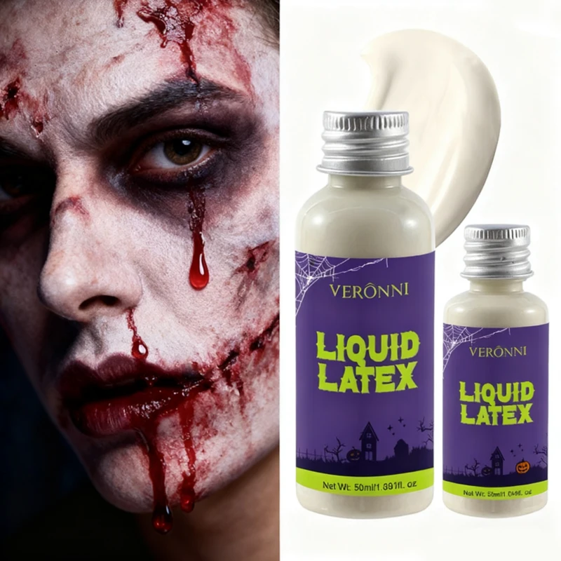 قطعتان من مكياج SFX السائل من اللاتكس، مجموعة بشرة مزيفة واقعية، جروح الندبات، بشرة الشيخوخة، تجاعيد الهالوين، تقشير تسوس الحرق #1